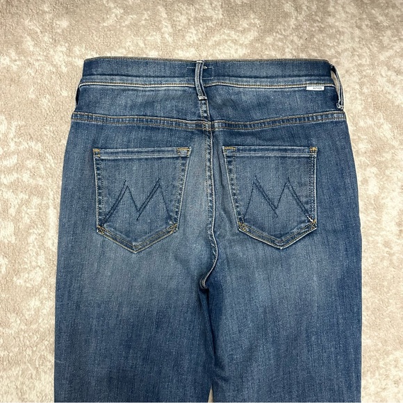 MOTHER Jeans | Slit Hem Medium Wash High Waisted Insider Slim Ankle Fray - Picture 8 of 11